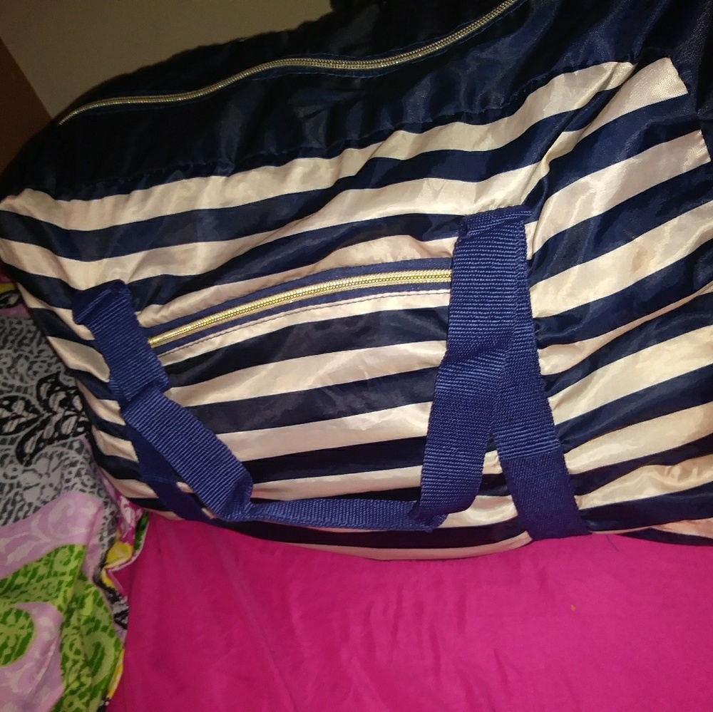 Blue and white travel bag